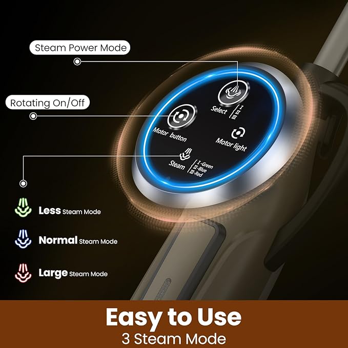 DEVOAC VM6 Scrubbing Steam Mop with Rotating Mop Pads, 10 in 1 Steam Mop, Lightweight Spin Mop & 3 Steam Modes for Hard Floor Laminate Marble Floors