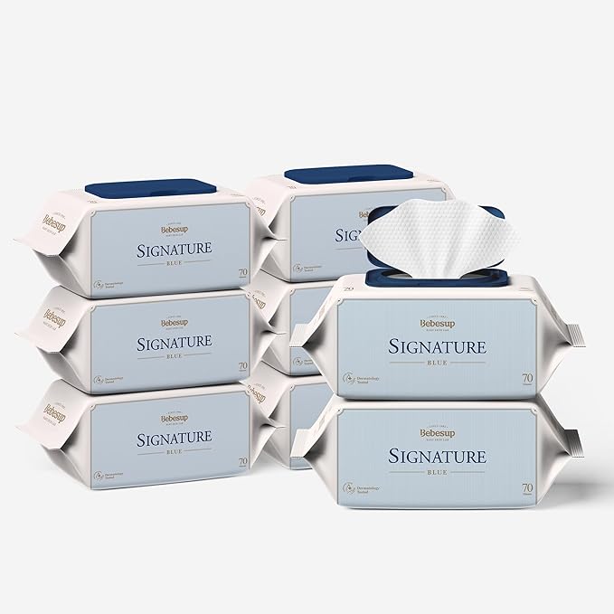 Korea’s #1 Signature Baby Wipes - Hypoallergenic Water-based Unscented Alcohol-Free Ultra-Thick 75 GSM Super Seed Extracts Plant-Based for sensitive skin Flip-Top 560 Count (8 Packs)