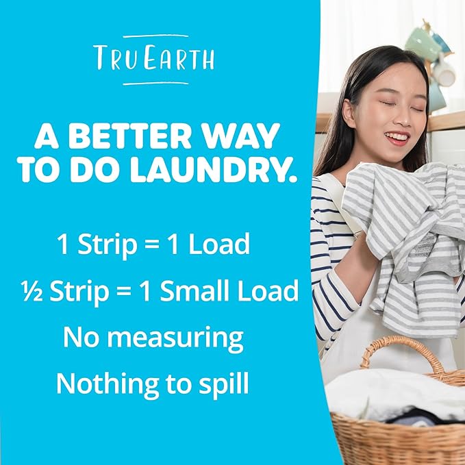 Tru Earth Compact Dry Laundry Detergent Sheets, Bulk, up to 768 Loads (384 Sheets) - Paraben-Free - Original Eco-Strip Liquidless Detergent, Travel - Fresh Linen