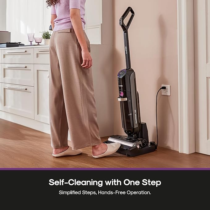 Eureka Cordless Wet Dry Vacuum Cleaner and Mop,170° Reclinable,185°F Hot Air Self-Cleaning Vacuum,Long Run Time,Great for Hard Floors Pet Hair Sticky Messes,RapidWash 730, Purple