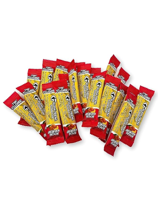 The Klean Freak Flusher - 100 Pack Flushable Wipes for Adults & Kids, Unscented/Scented, 100% Biodegradable, Individual Wrapped Travel Wet Wipe for Toilet - Georgia Peach