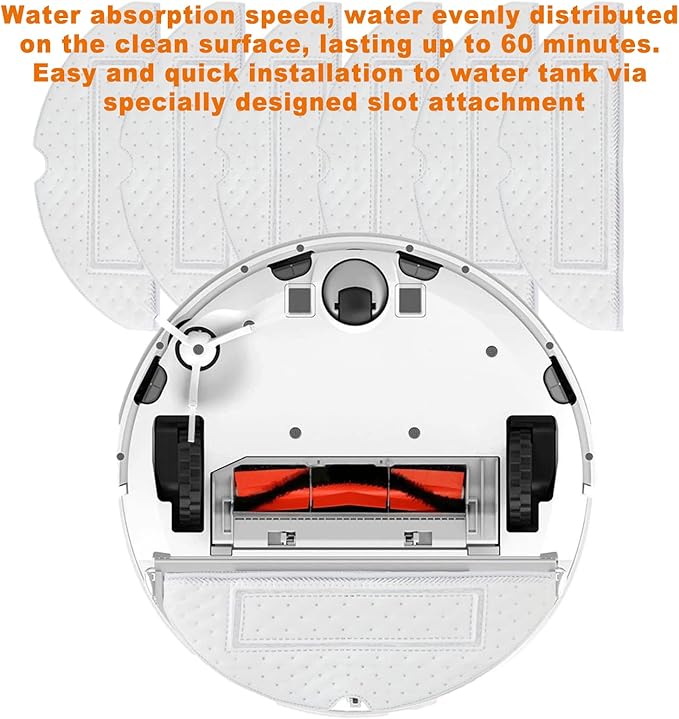 Disposable Mop Pads, 20pcs Wet Mop Pads, Fast Water Absorption, Easy Install, Compatible with Xiaomi Roborock S7, S7+, T7s, T7 Splus