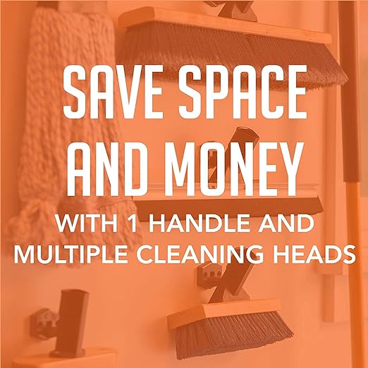 SWOPT Indoor Kit — Includes 18” Dust Mop, Cotton Mop, Angle Broom, 48” and 60” Steel Handles, and Organizer — Cleaning Heads with Long Handle Interchangeable with All SWOPT Cleaning Products