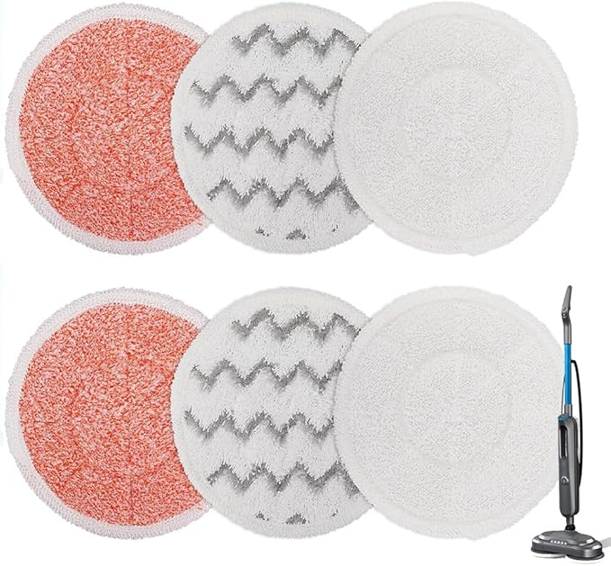 3897A Steam Mop Pads for Bissell SpinWave SmartSteam Scrubbing Steam Mop - Replacement Rotating Mop Head Fit 3897A 3712 3712W, Model No 1641112 (2+2+2
