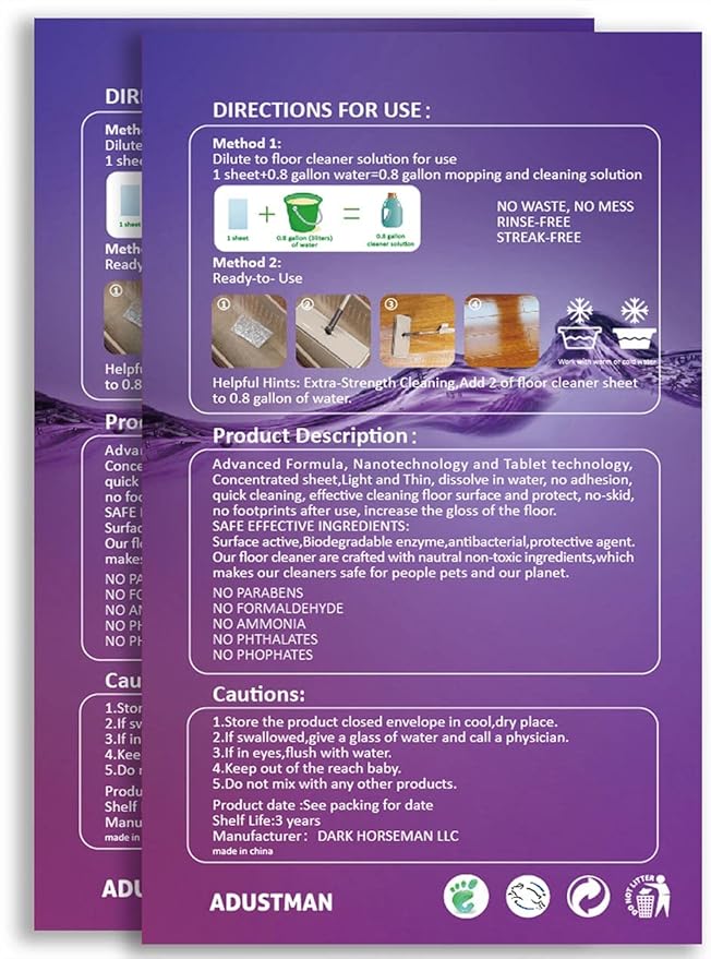 Eco Friendly Floor Cleaner Concentrate Natural Cruelty-Free Multi-Surface Hardwood Laminate Vinyl LVT LVP Stone Plastic Free Leak-Free Urltra-Light Refills Lavender Scent 96 Gallons 2Pack