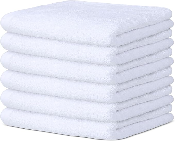 100% Cotton Dish Cloths (Pack of 6) - Dish Rags for Washing Dishes - Reusable & Highly Absorbent Kitchen Towels - Multipurpose Kitchen Rags - (12" x 12" - White II)