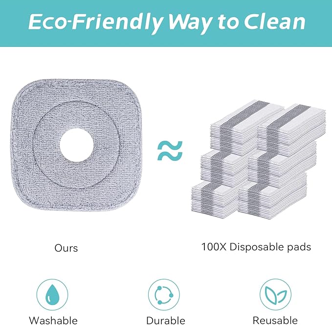 5 Pack Square Microfiber Mop Pads Replacement Compatible with True & Tidy SPIN-800 TrueClean Mop M16 Spin Mop,9 inch Mop Pad Fits Most Square Spin Mop