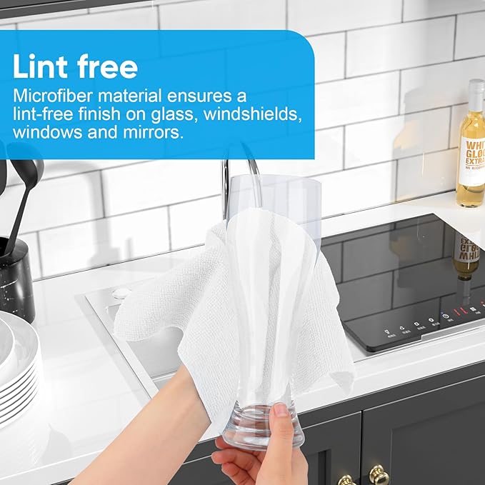 Microfiber Cleaning Cloth, 300 Sheets Shop Towels Commercial Grade Washcloths Lint-Free Work Rags Bulk Towels for Cars Mechanic Restaurant Garage Housekeeping, 11.5"x 11.5", White