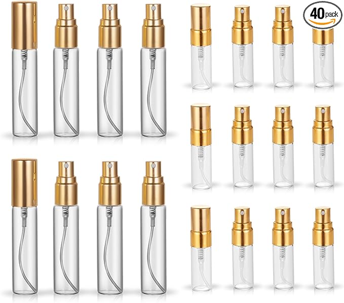 20 Pack Set 10ML and 3ML Protable Refill Bulk Atomizer Spray Travel Perfume Bottle Fine Mist Atomizer Glass Bottle Spray Refillable Perfume Empty Bottle