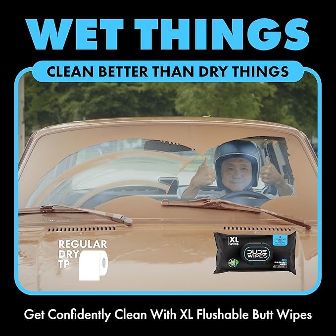DUDE Wipes - Flushable Wipes Travel Pack - 6 Pack, 108 Wipes - Extra Large Unscented Wet Wipes with Vitamin E & Aloe - Septic and Sewer Safe Butt Wipes For Adults