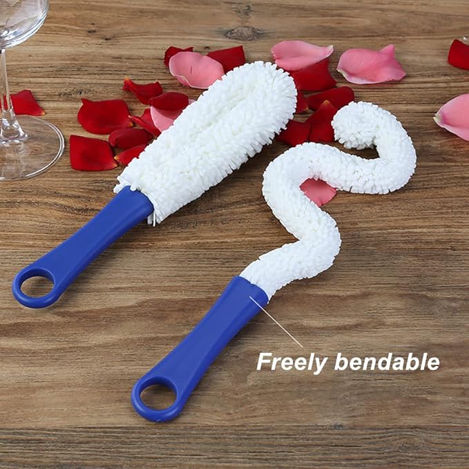 Bottle Cleaning Brush - Set of 2 Different Sizes Flexible Bottle Scourer - Multi-Function Household Cleaning Tools for Cleaning of Wine Decanters, Goblets, Glasses, Cups