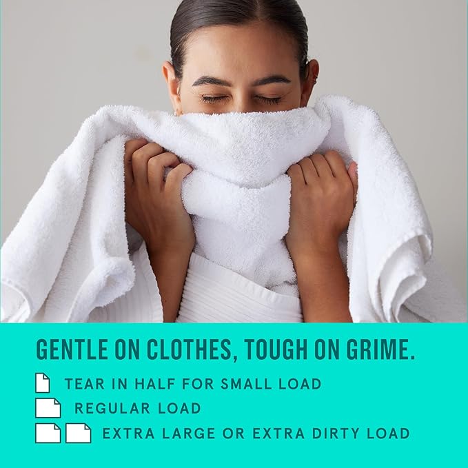 Rella Powerful Laundry Detergent Sheets, 60 Count, Family Owned & Operated, Fresh Linen Scent, Biodegradable, Eco Friendly, Travel Laundry Detergent Sheets