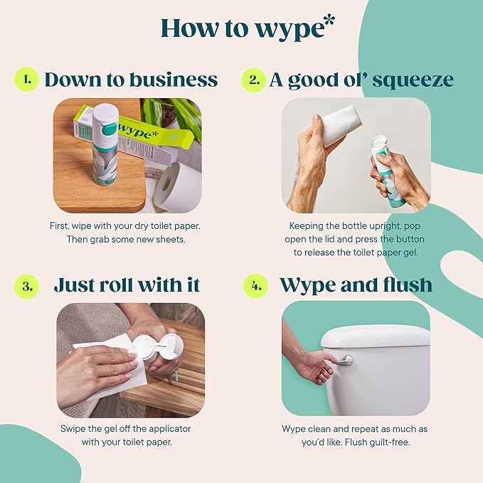 Wype | Starter Kit & Mini Bundle | Toilet Paper Gel | Flushable Wet Wipes Alternative | Vacation Essentials | 1 x Applicator, 1 x Refill (3.4 fl oz) + 1 x Mini (1 fl oz)