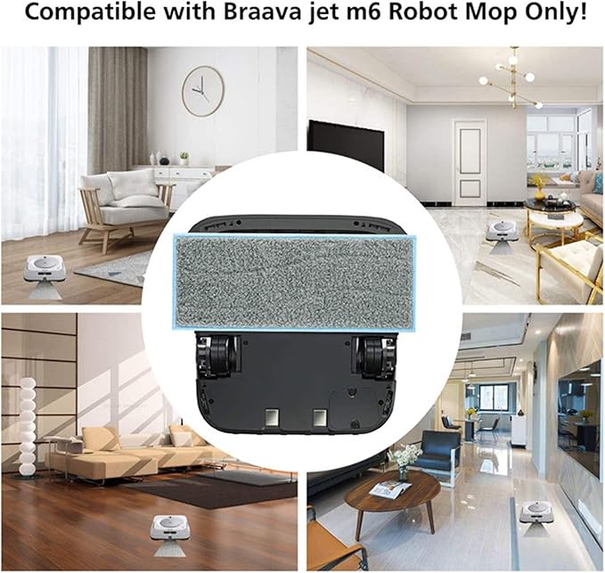 Washable and Reusable Dry Wet Mopping Pads Replacement Parts Compatible for iRobot Braava Jet m6 (6110) (6012) (6112) (6113) Ultimate Robot Mop Pads Accessories (4 Blue Wet Pad)