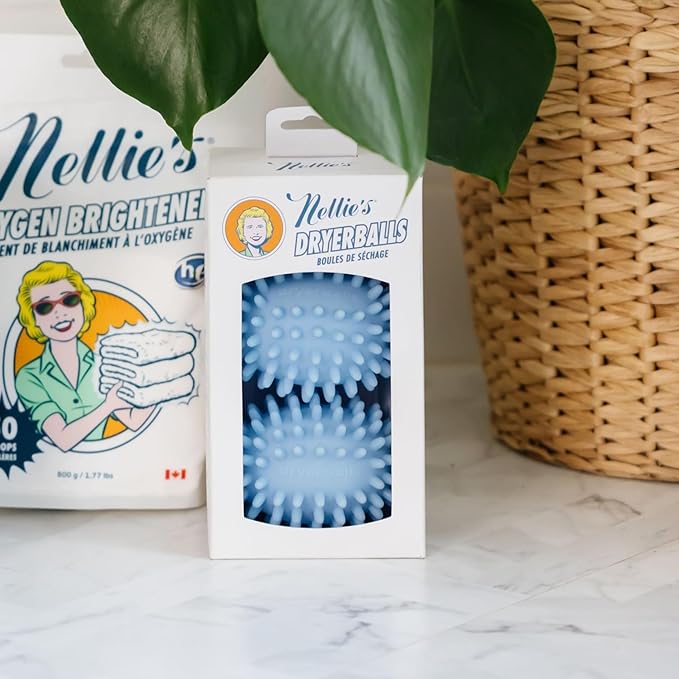 Nellie's Dryerballs - Eco-Conscious Laundry Dryer Balls - Softens Fabrics, Reduces Wrinkles, and Shortens Drying Time - Dryer Sheet Alternative (2 Pack) - (Made in Canada)