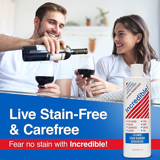 Stain Remover - Instant Spot Remover For New and Old Stains - Blood, Red Wine, Coffee, Urine, Cosmetics, Pet Stains and Odor Eliminator - Carpets, Mattress, Laundry, 16.oz (2 Pack)