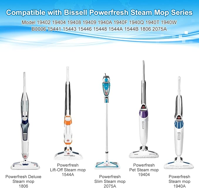 Steam Mop Replacement Pads Compatible with Bissell Powerfresh Steam Mop Pads for Bissell 1940 1806 1544 1440 2075 2685 Series Mops Resuable Floor Steamer Mop Pad Refills for Dry & Wet Cleaning, 8 Pack
