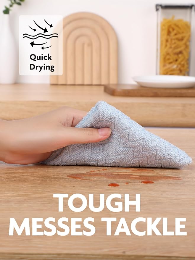 Fantasticlean Microfiber Cleaning Cloth Roll, 12" x 12"- 75 Sheets, Reusable Tear Away Microfiber Towels, Ultra Absorbent Dish Rags for Car, Home or Office (Blue Ripple)