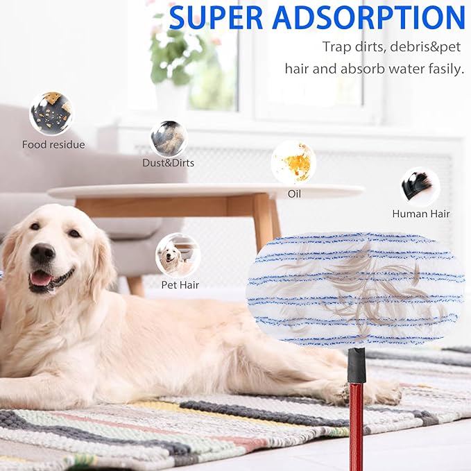 8 Pack Mop Heads Replacements Compatible with OCedar Hard Wood Flooring 'N More Ultra-fine Fiber mop - Microfiber Mop Refills for O-Cedar Mop Wet and Dry Use 15x8 Inch Pads