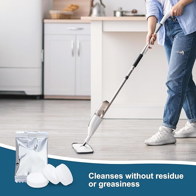 Floor Cleaning Tablets Sheets 100 PCS Floor Cleaning Effervescent Tablets Hardwood Floor Cleaner and Polish For RV Wall Tiles Hardwood Laminate Floor Individually wrapped White