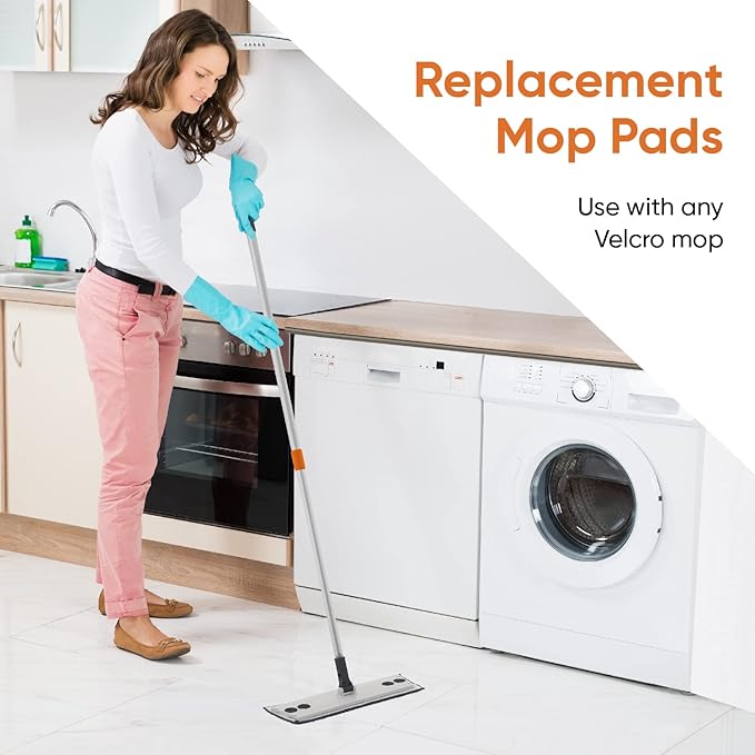 Superio Microfiber Mop Pads, Refill Miracle Mop, Dust Mop Replacement Head 16 Inch Damp Mop Refill for Flat Mop Set, with Velcro-Grey, 3 pack
