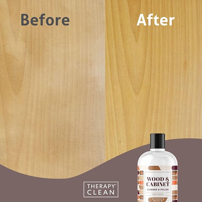 Therapy Wood Polish Bundle with Microfiber 16 oz. - Wood Furniture Polish, Best Furniture Cleaner - Almond Scent - Cleaner, Cabinet and Table Restorer, Natural Conditioner