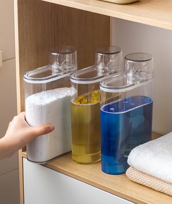 2PCS Laundry Detergent Dispenser,1200ml Softener Laundry Detergent Bottle,Beads Container for Fabric Softener