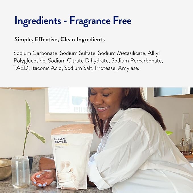 The Clean People Dishwasher Detergent Pods | Cuts Grease and Rinses Sparkling Clean | Residue-Free | Fragrance Free and Unscented, 60 Pack