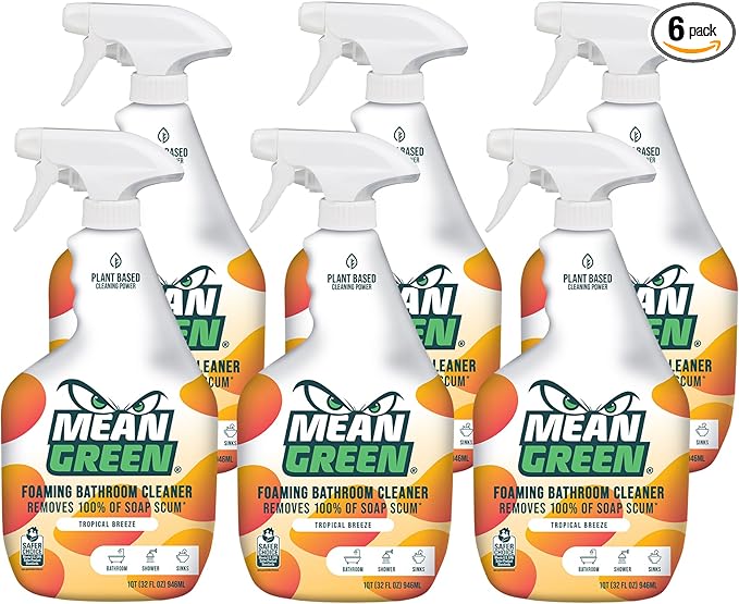 Mean Green Non-Concentrated Ready-to-Use Bathroom Cleaner, Tropical Breeze, 32 Ounce, 6 Pack