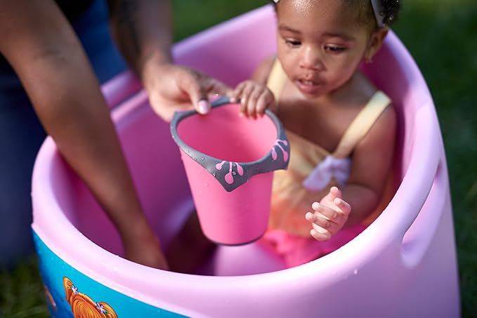 Plastic Bath Cup (800ml, 27 fl ounce) Waterfall Rinser, Made in USA (Pink)