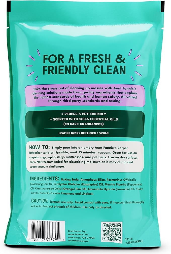 Aunt Fannie's Carpet Refresher & Deodorizer Powder, Multi-Purpose Carpet, Rug, and Upholstery Odor Eliminator for Homes with Cats & Dogs, Lavender Scent, 16 oz Refill, Pack of 3