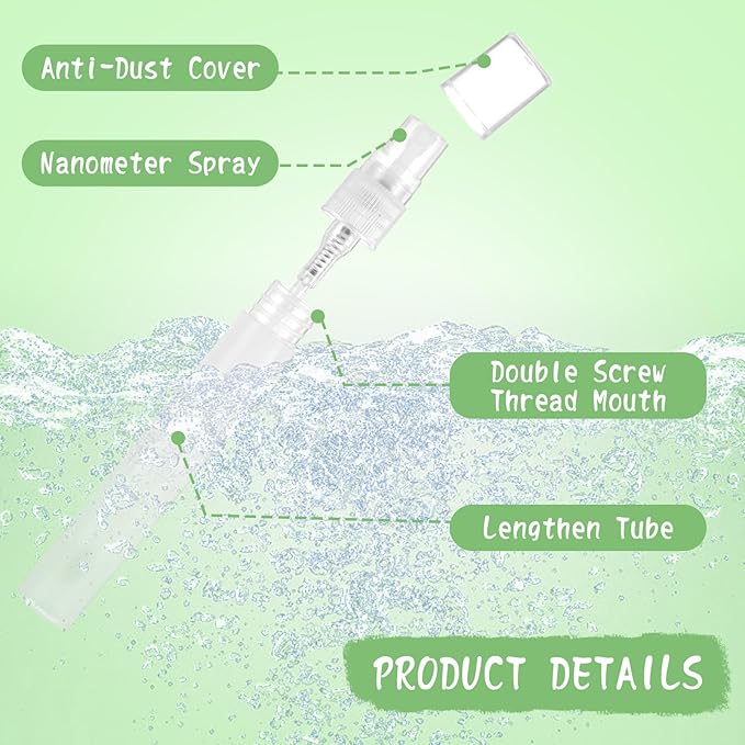 100 Pcs Mini Spray Bottle, 10ml Perfume Spray Bottles Plastic Refillable Mini Spray Bottles for Women, Travel Spray Bottle Fine Mist Atomizer for Perfume, Mini Perfume Refillable Bottle
