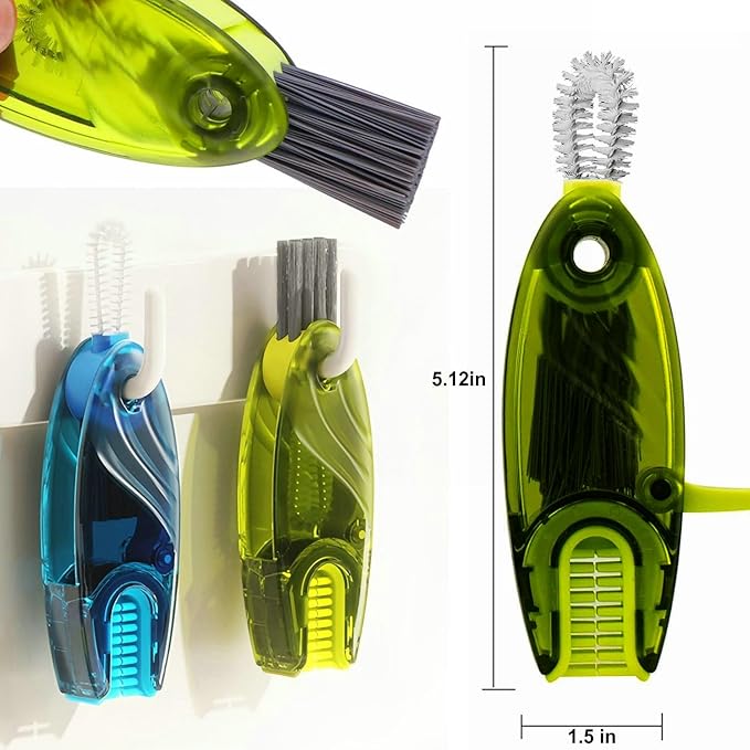 4 in 1 Cup Lid Cleaning Brush Set Multifunctional Bottle Brush Cleaner Tiny Bottle Cup Lid Brush Straw Cleaner Tools Mini Silicone Bottle Cup-Holder Cleaner with Hook Remover 1pc Blue