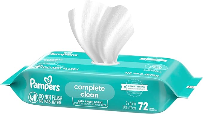 Pampers Baby Wipes, Complete Clean Baby Fresh Scented Wipe, Gently Cleans Head to Toe, 864 Total (12 Flip-Top Packs)