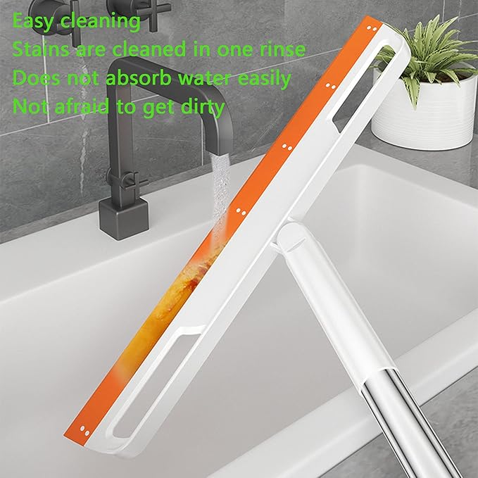 Magic Broom Multifunction Silicone Floor Squeegee, Air Broom for Floor with 56" Long Handle, 4-in-1 Rubber Sweeper for Dirt, Liquids, Pet Hair, Tile Hardwood Floors, Carpet, Living Room (Purple)