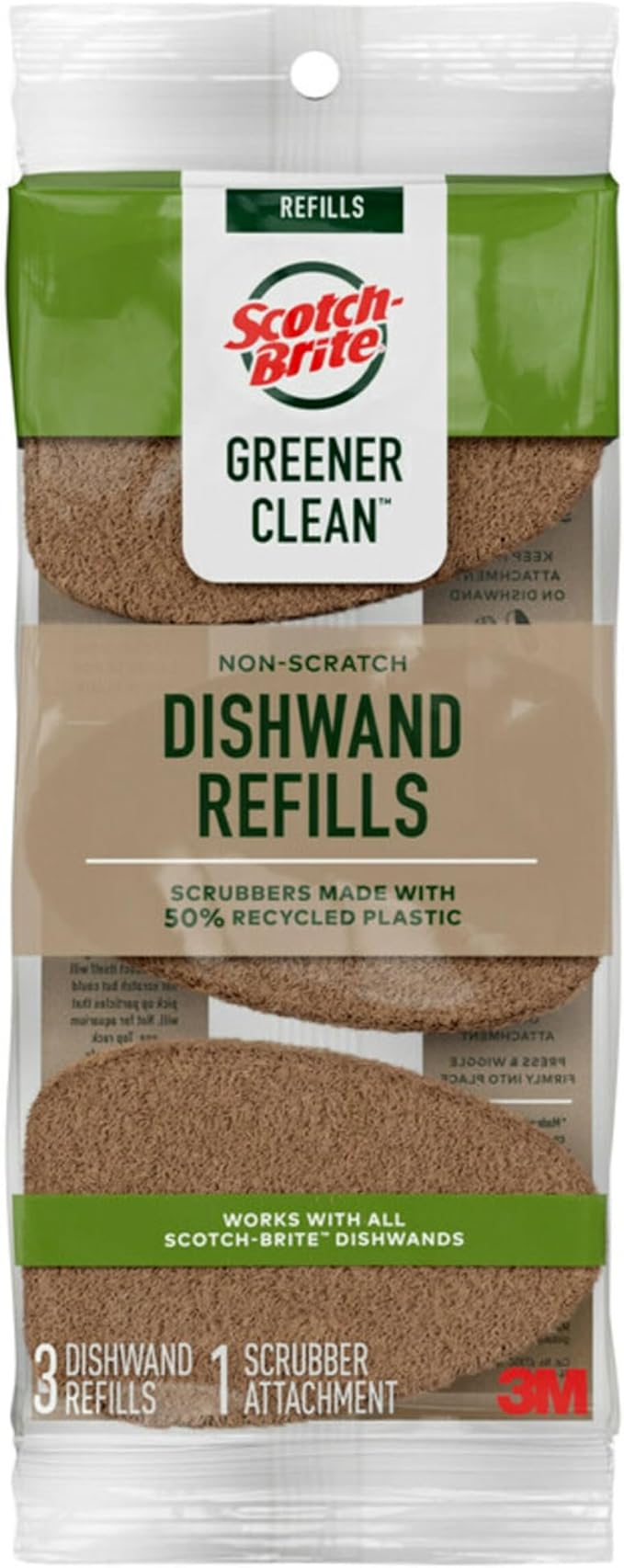 Scotch-Brite Greener Clean Dishwand Refills 673GC-12, 12/3