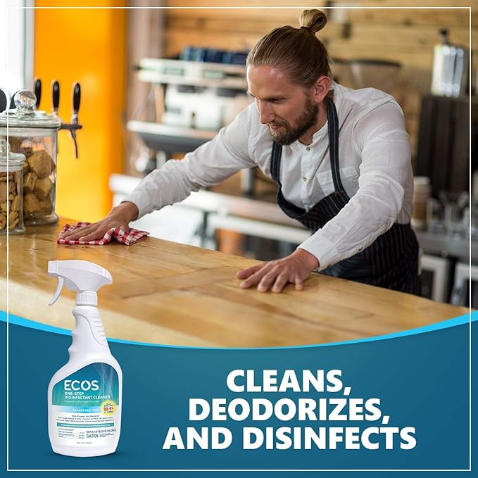 ECOS OneStep Disinfectant Spray Cleaner FragranceFree by Earth Friendly Products, Blue, Free Scent, 24 Fl Oz (Pack of 2)