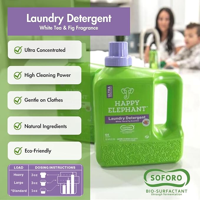 Everyday Clean House Starter Bundle - Laundry Detergent, Fabric Softener, Dish Soap, Eco Friendly, Biodegradable - White Tea and Fig