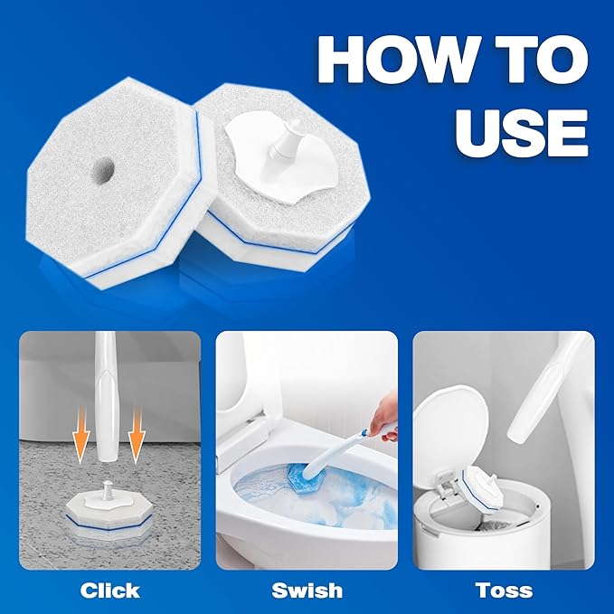 50 Pcs Toilet Wand Refills, Disposable Toilet Bowl Brush Replacement Heads for Sink Bathtub Wash Basin