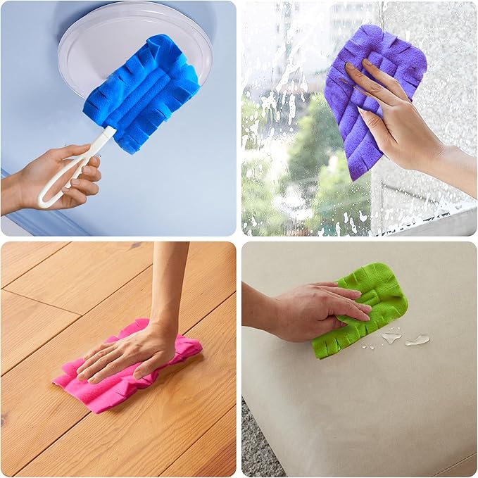 20 Pcs Fleece Duster Refill - 360° Reusable Duster Refills for Swiffer, Washable Hand Cleaning Pads for Ceiling Fans, Floors & Windows (5 Colors)