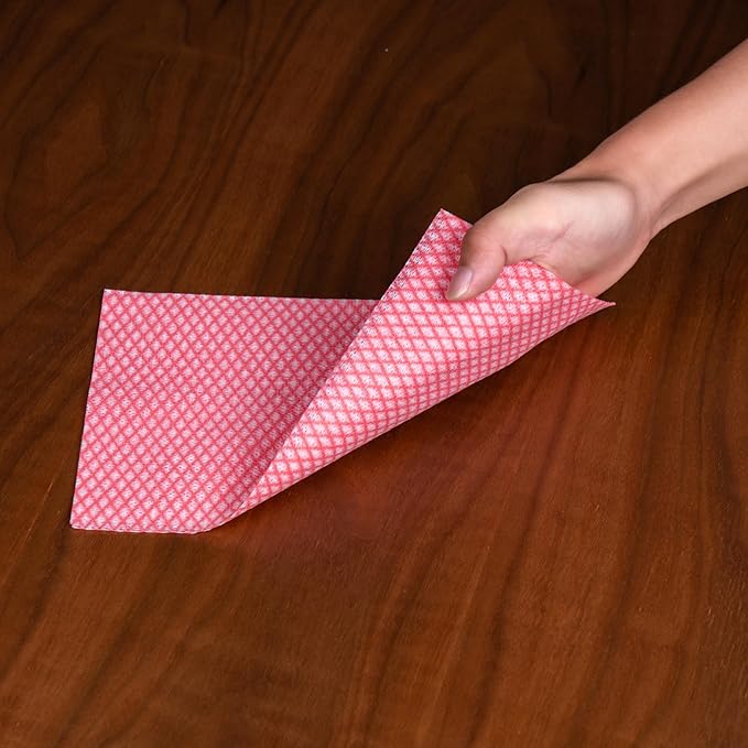 SCRUBIT Reusable Cleaning Wipes, Handy Wipes for Kitchen and Office - Dish Cloths for Washing Dishes - Multi Purpose Disposable Cleaning Towels (12 x 20 in) 72 Pack (Red)