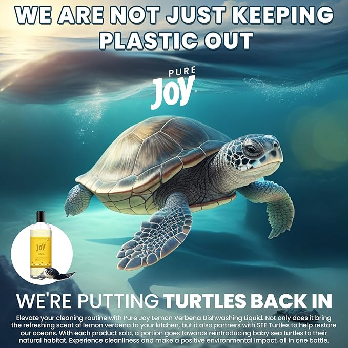 JOY Pure Natural Liquid Dish Soap | Biodegradable Formula | Lemon Verbena Scent | 16 fl. oz - Pack of 3, Bundled With 2 Erase Pads