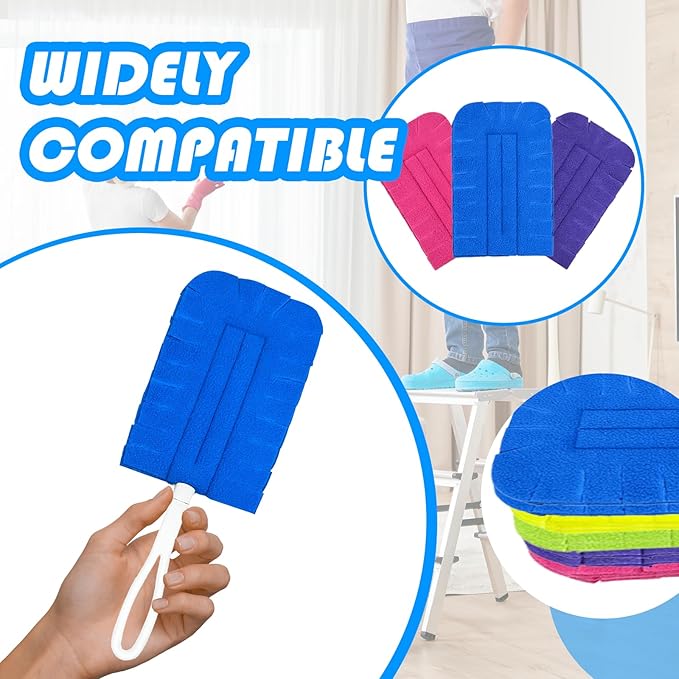 20 Pcs Fleece Duster Refill - 360° Reusable Duster Refills for Swiffer, Washable Hand Cleaning Pads for Ceiling Fans, Floors & Windows (5 Colors)