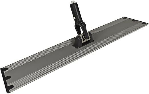 Flat Mop Plate Frame for Microfiber Pads, Commercial-Grade Aluminum with 360° Swivel, Hook and Loop Fastening, Lightweight and Durable, Gray, Frame Only, 18 Inches
