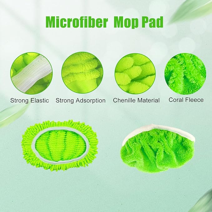 6 Pack Reusable Microfiber Mop Pads Compatible with Swiffer Sweeper Mop (10-12in), Washable Dry Sweeping Cloths & Wet Mop Pads, Flat Dust Mop Replacement Refills for Hardwood Floors Cleaning