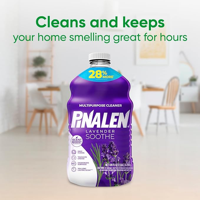 PINALEN Max Aromas Lavender Soothe Multipurpose Cleaner, Kitchen, Floor, Bathroom and Surface Cleaning Product for Home 128 fl.oz. (Pack of 4)
