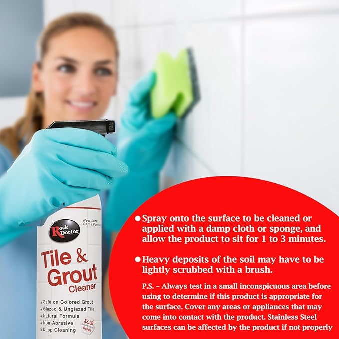 Rock Doctor Natural Tile and Grout Cleaner, Remove Stains Dirt, Oil, and Soap Scum, Heavy Duty Non-Abrasive Tile Cleaner, Natural Formula, Pack of 3