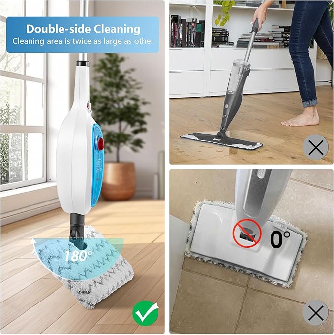 Steam Mop, 10 in 1 MultiPurpose Powerful Steam Detachable Floor Steamer for Hardwood/Tile/Wall All Floors Cleaning with 11 Accessories for Whole Home Use