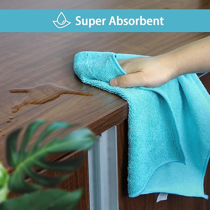 HOMEXCEL Microfiber Cleaning Cloth, 8 Pack Cleaning Rags, Cleaning Towels with 4 Color Assorted, 11.5"X11.5"(Green/Blue/Yellow/Pink)