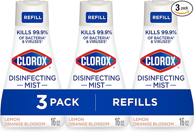 Clorox Disinfecting Mist, Lemon Orange Blossom, Disinfecting Refill, 16 Fluid Ounces, Pack of 3